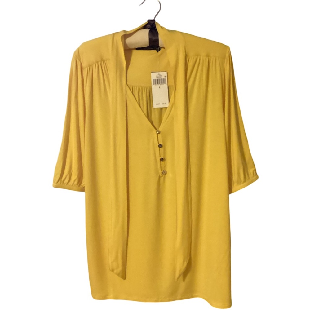 🚨Sale🚨!! NWT Lauren Ralph Lauren Soft Yellow Shirt Top Size Large